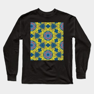 Mandala folklore ornament - blue-yellow Long Sleeve T-Shirt